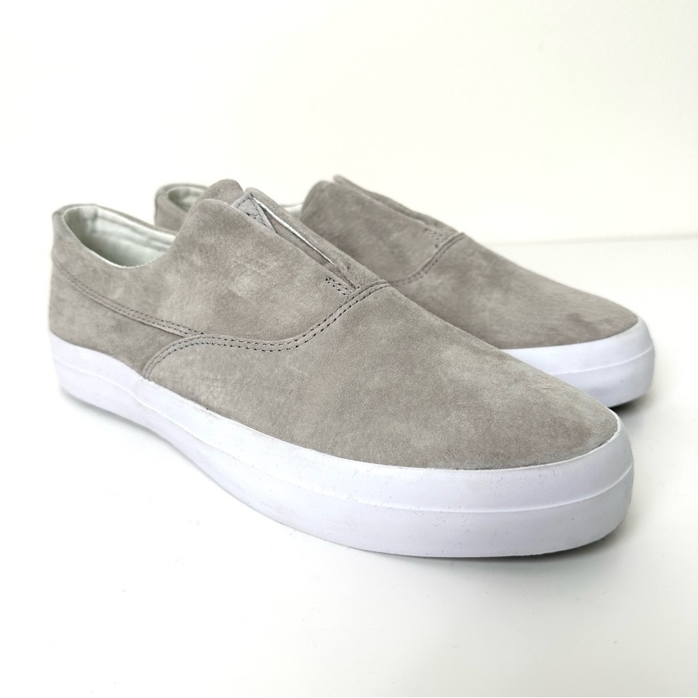 HUF Dylan Light Gray Suede Canvas Suede Slip On Casual Comfort Skate Shoes